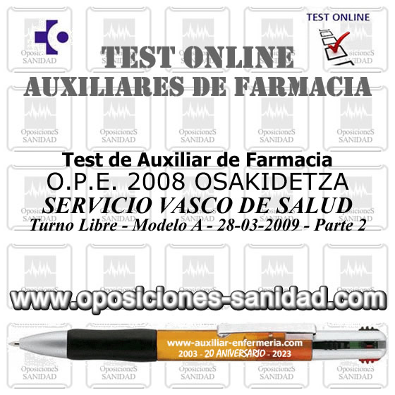 El Celata Garrapata Blog Test de Auxiliar de Farmacia O.P.E. 2008 OSAKIDETZA Servicio Vasco