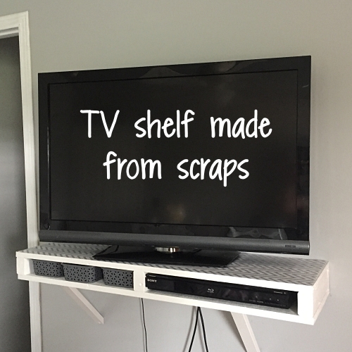 TV shelf made from scraps