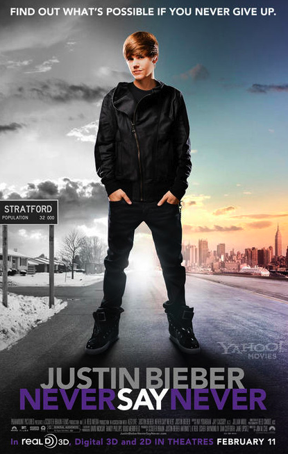 that way on the teen's movie poster for his biography Never Say Never.