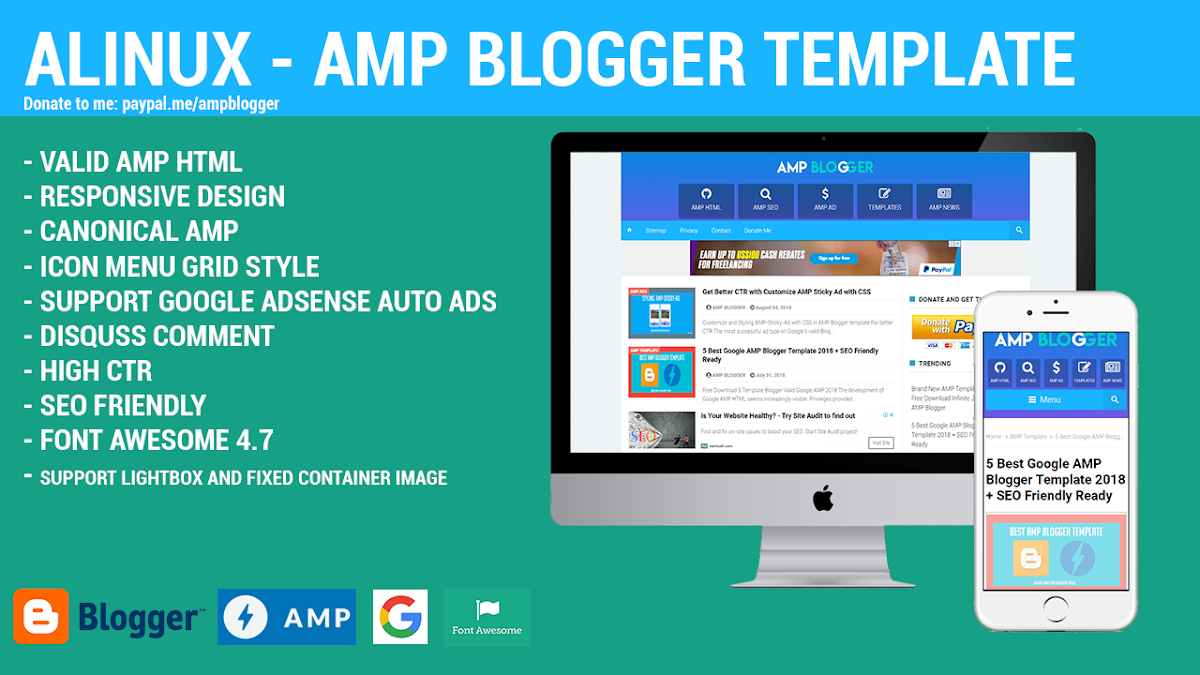 Template Premium Alinux AMP Blogger Keren Dan Mewah