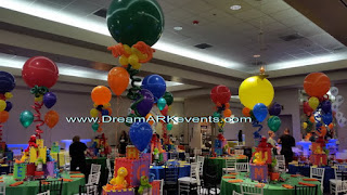  Elmo theme centerpiece with balloons