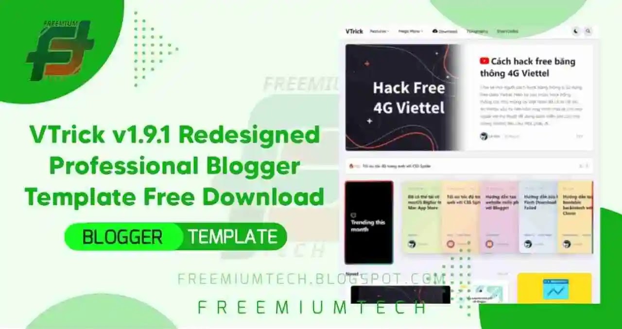 VTrick v1.9.1 Redesigned Professional Blogger Template Free Download