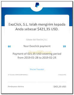 Bukti Pembayaran Exoclick Bulan Januari, Februari, Maret, April, Mei 2019