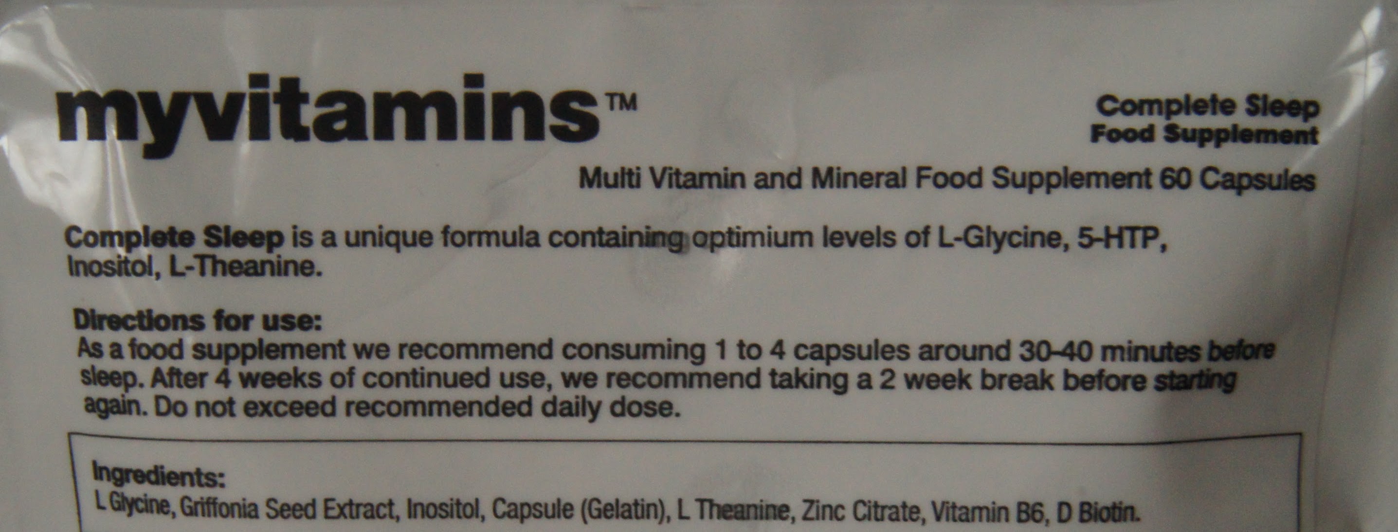My Vitamins Complete Sleep Capsules review ingredients