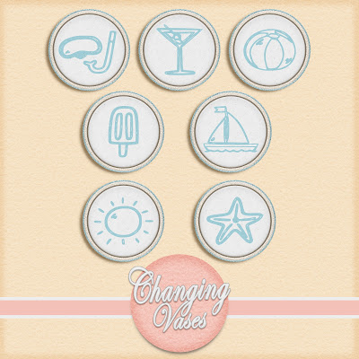 "Beach Days" Free Digital Scrapbooking Journal Tags by Changing Vases