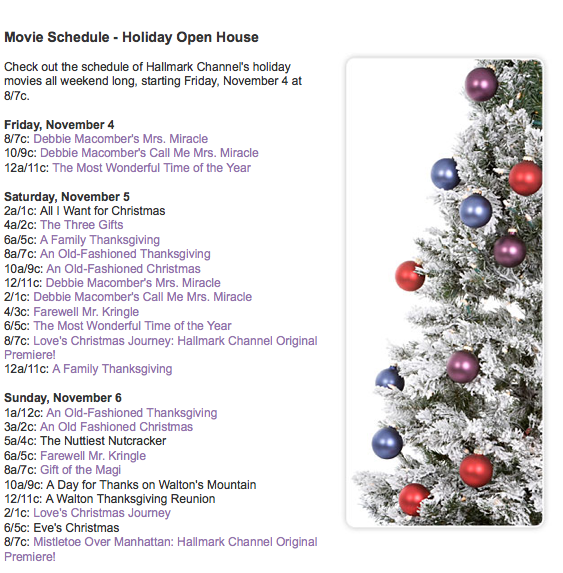 Hallmark Movie Channel Schedule