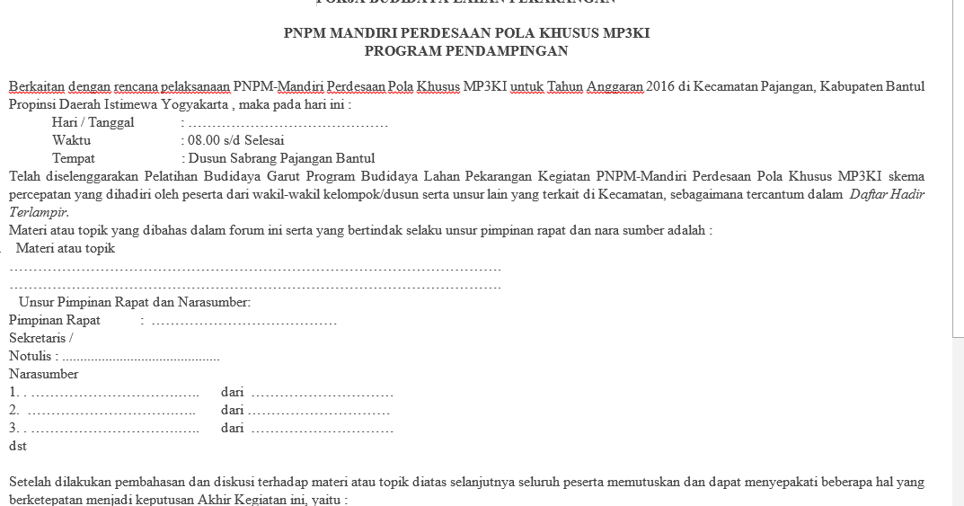 Contoh Berita Acara Kegiatan atau Rapat yang Baik dan 