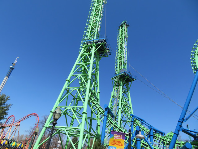 Goliath Giant Inverted Boomerang Roller Coaster Lift Hill Towers Six Flags New England