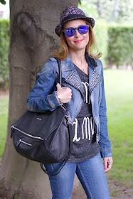 Zara denim motorcycle jacket, Givenchy Pandora bag, Fashion and Cookies