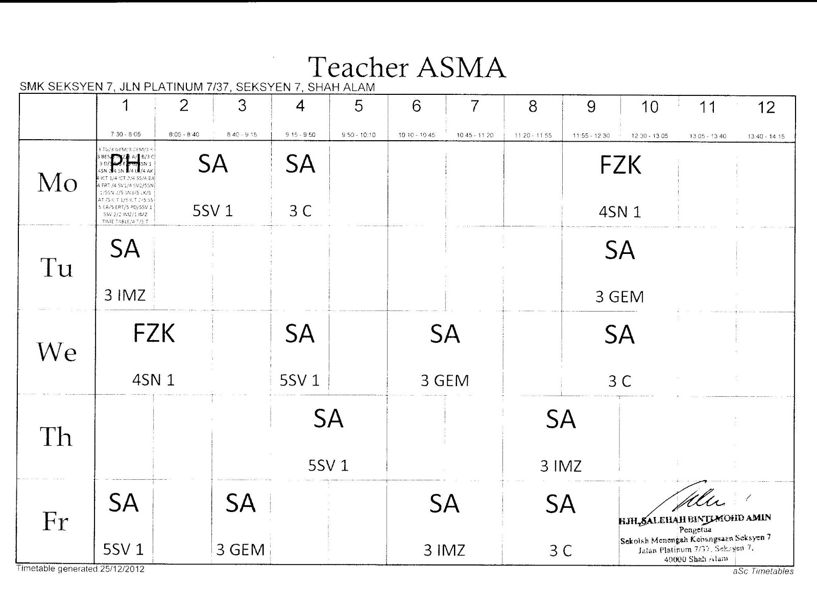 PHYSICS CLASSROOM: JADUAL WAKTU GURU-GURU