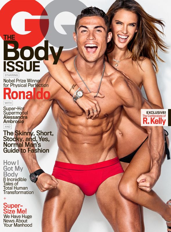 alessandra ambrosio and christiano ronaldo hot poses for gq magazine model cover