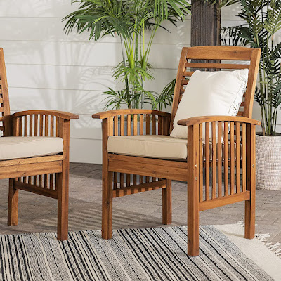 Modern Solid Acacia Wood Slat Back Outdoor Dining Chair Ideas