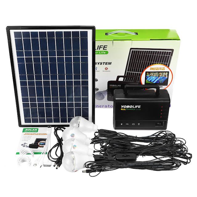 10W Solar Power Panel Generator Storage LED Light USB Charger Home Outdoor System Kit 