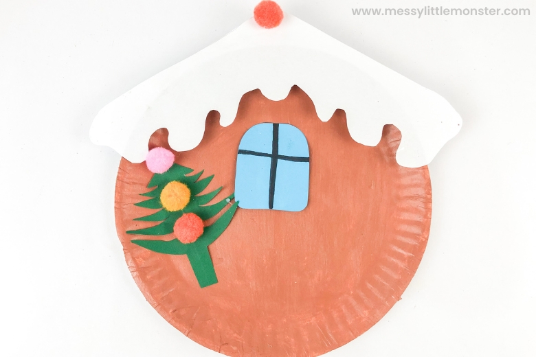 gingerbread house craft from paper plates