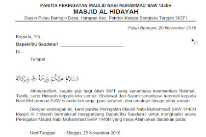 Contoh Surat Undangan Maulid Desa