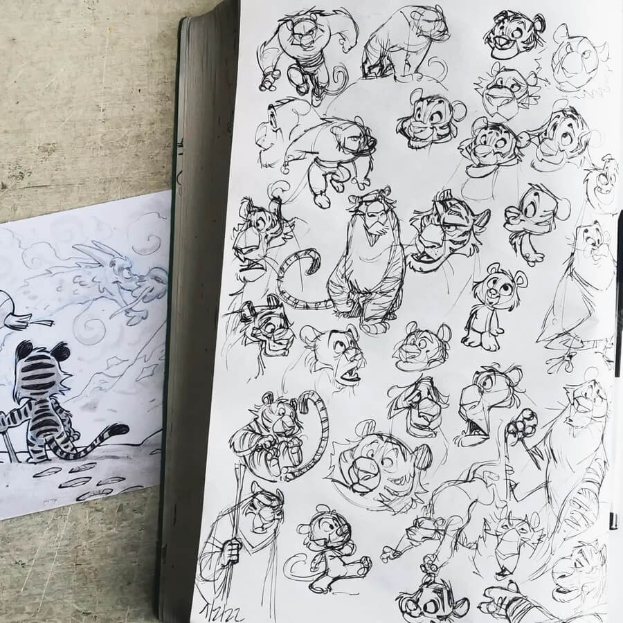 08-Tigers-Drawing-Study-Cartoons-Dav-le-Dessineux-www-designstack-co