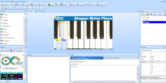 Designing the second interface in the Nextion Editor (arduinobasics.blogspot.com)