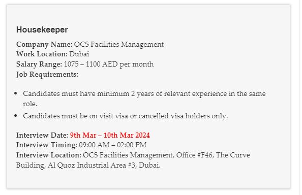 Dubai UAE Jobs Interviews From Today, 10 March 2024