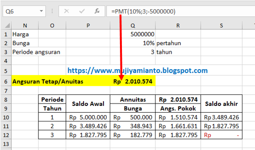 fungsi anuitas excel