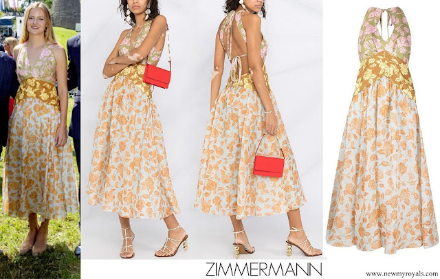 Princess Marie Caroline wore Zimmermann All-Over Floral Print Halterneck Dress
