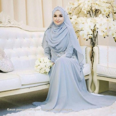 Gaun pengantin syar'i simple tapi elegan