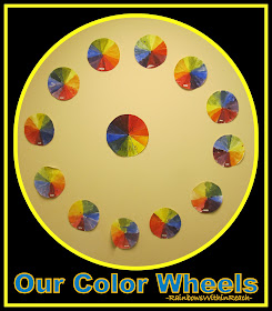 photo of: Color Wheels on the Bulletin Board in Kindergarten via RainbowsWithinReach