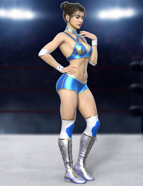Wrestling Goddess Outfit and Hair for Genesis 8 and Genesis 8.1 Females