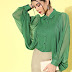 BUy KASSUALLY Women Gorgeous Green Solid Batwing Sleeves Shirt Top 54% Off