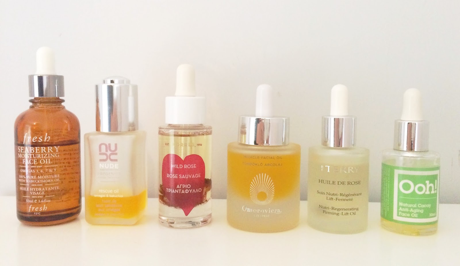 Face oils, Omorovicza Miracle Facial Oil, Fresh Seaberry Moisturizing Face Oil, Nude Rescue Oil, Korres Wild Rose Oil, By Terry Huile De Rose, Oils of Heaven Natural Cacay Anti-Aging Oil
