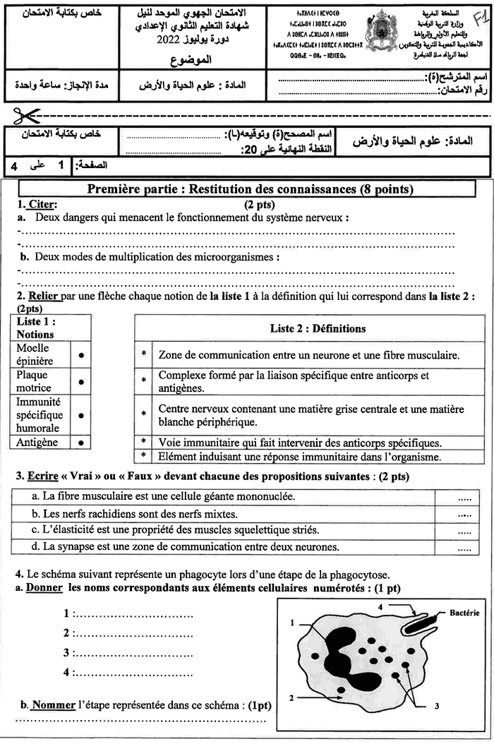 examen régional svt 3ac 2022 rabat corrigé pdf