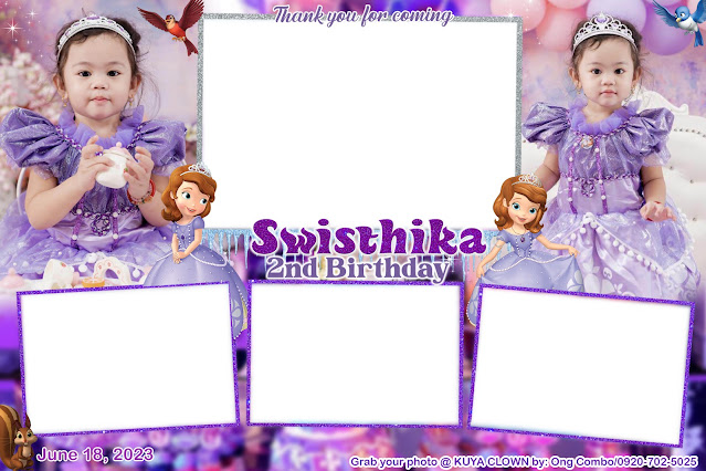 Purple Sofia the First Photo booth Layout for First Birthday