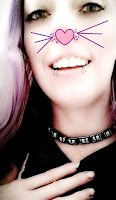 cute kitty costume pink nose purple hair blue eyes goth collar master sub