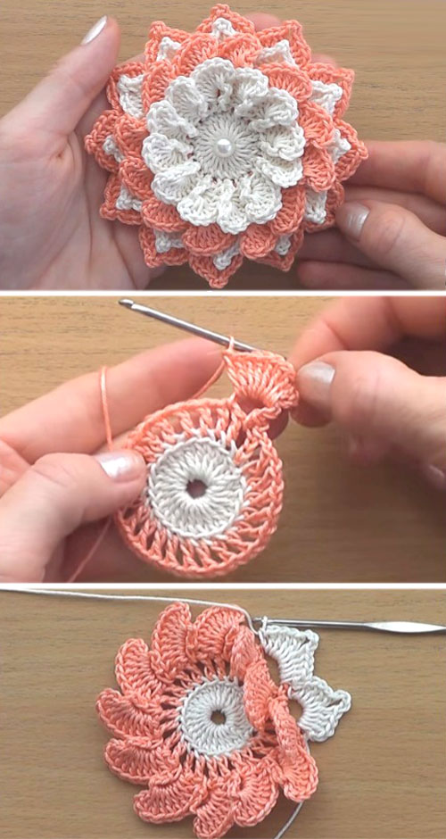 Easy Crochet 3D Flower - Tutorial