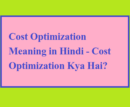 Cost Optimization Meaning in Hindi - Cost Optimization Kya Hai?