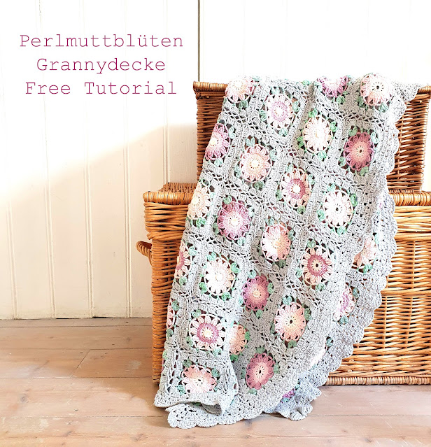 Perlmuttblüten - Granny Häkeldecke * Free Tutorial * mother of pearl granny crochet blanket