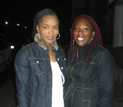 Jasmyne Cannick with Angela at premiere of 'Of Boys and Men'