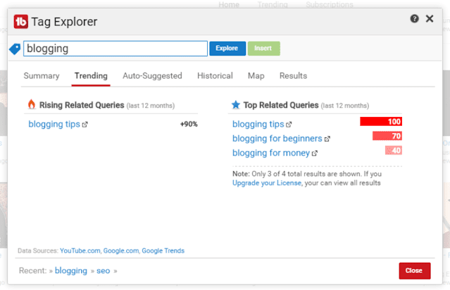 TubeBuddy Tag Explorer