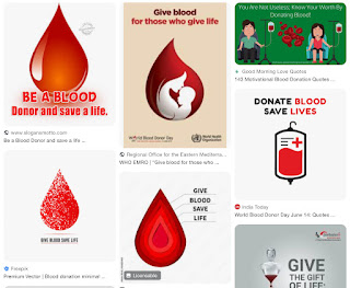 Screenshot of blood donation search results