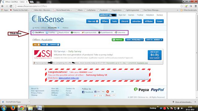 How to Earn from Clixsense by doing Offers 5