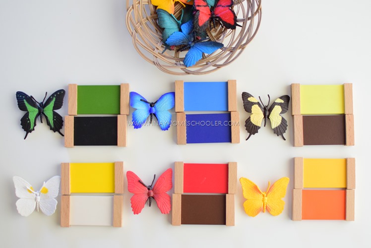 montessori inspired butterfly coloring matching activity