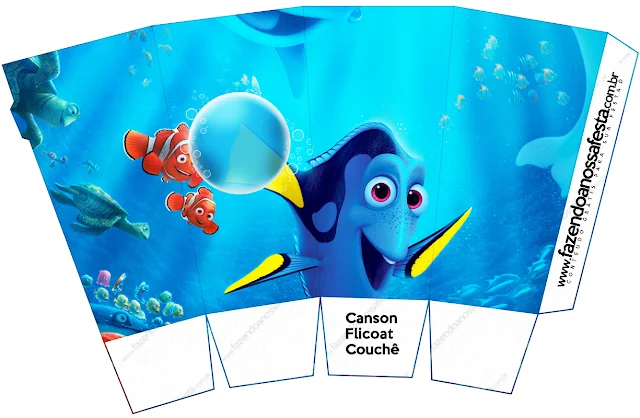 Finding Dory Free Printable Pop Corn Box.