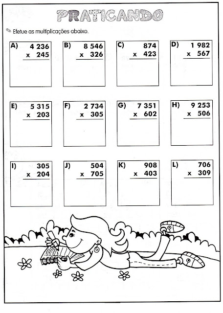 Multiplicação e divisão de números inteiros atividades