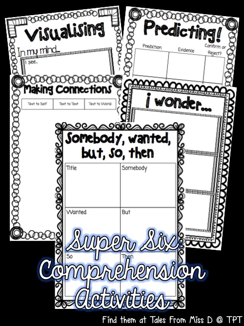 http://www.teacherspayteachers.com/Product/Super-Six-Comprehension-Strategies-Activity-Pack-1259213