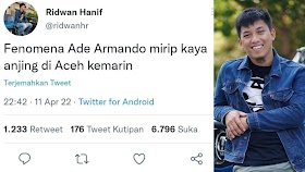 Sebut Fenomena Ade Armando Mirip Anjing di Aceh, Ini Penjelasan YouTuber Ridwan Hanif