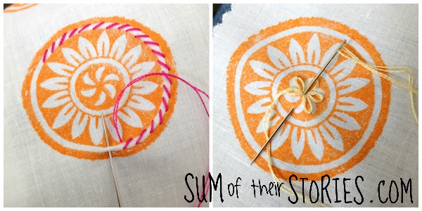 embroidering onto prints