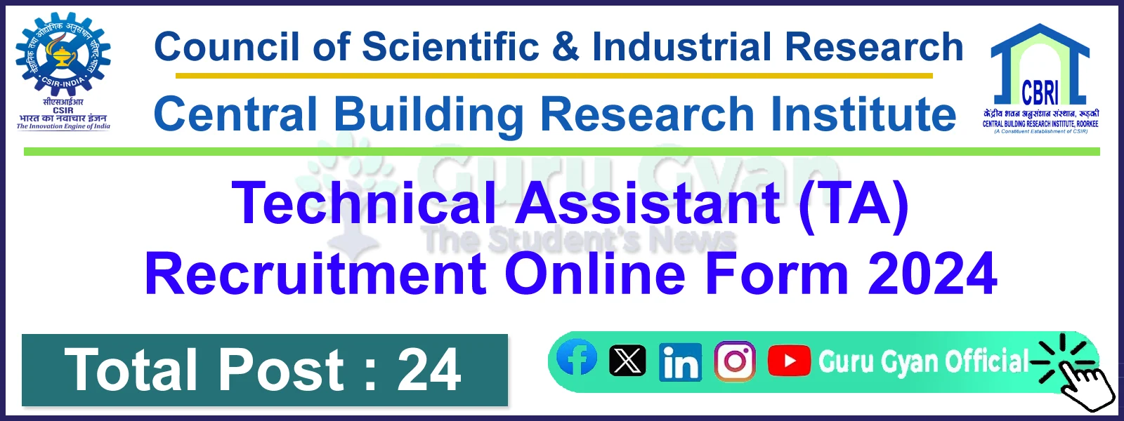 CSIR CBRI Technical Assistant Online Form 2024