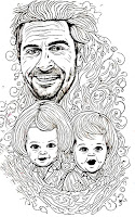 father and his son and daughter coloring page