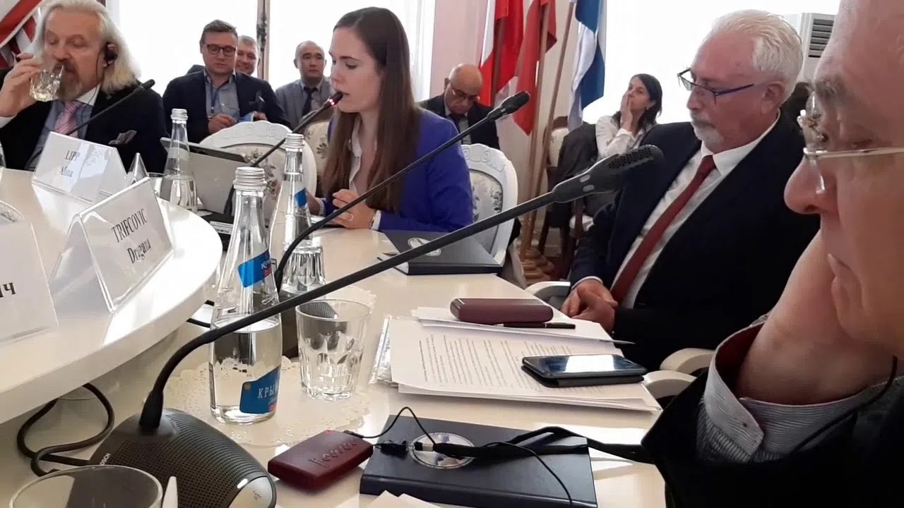 Alina Lipp speaking at the Crimean International Conference in 2019
