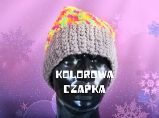 kolorowa szydełkowa czapka zimowa