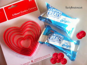 Ingredients needed to make Rice Krispie Heart Valentine Treat Printables